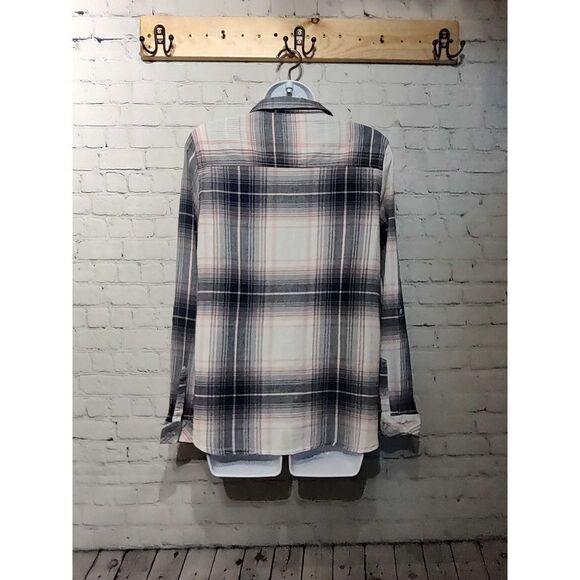 North River plaid button-down fitted shirt large - Picture 2 of 5